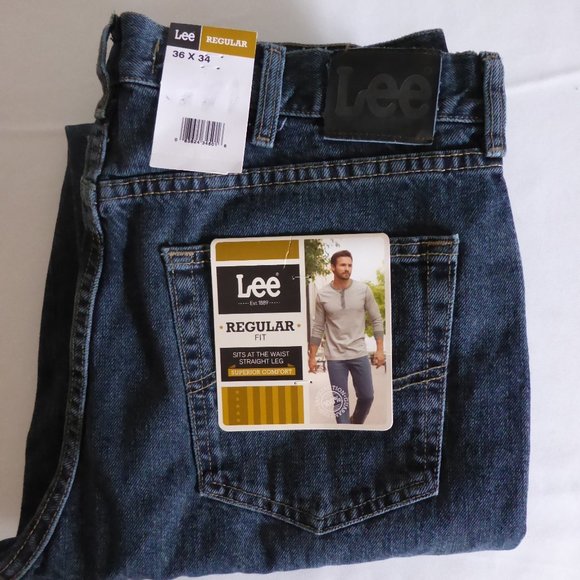 LEE JEANS MENS 36 x 34 REGULAR FIT STRAIGHT LEG QUARTZ STONE (NEW WITH TAGS) - Picture 2 of 7